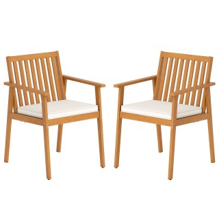 Costway Σετ 2 καρεκλών κήπου και τραπεζαρίας από ακακία με αφαιρούμ...