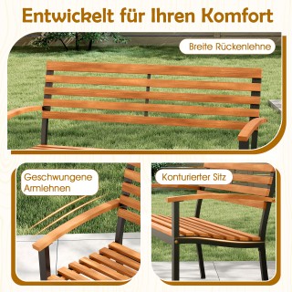 Costway Διθέσιο παγκάκι κήπου από ξύλο ακακίας με μπράτσα και μεταλ...