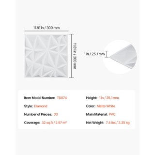 VEVOR Πάνελ Τοίχου 3D 33-Τεμαχίων 11.81x11.81 PVC 32 Τ.Π. Κάλυψη Δι... VEVOR Πάνελ Τοίχου 3D 33-Τεμαχίων 11.81x11.81 PVC 32 Τ.Π. Κάλυψη Δι...