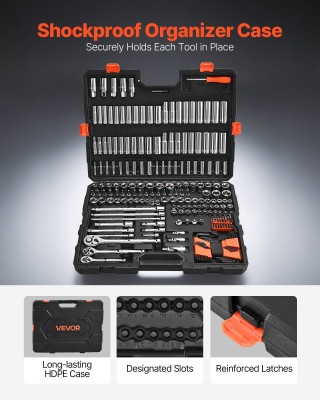 VEVOR Σετ Καρυδάκια 225 Τεμαχίων με Κασετίνα - CR-V Ατσάλι, SAE & Μ... VEVOR Σετ Καρυδάκια 225 Τεμαχίων με Κασετίνα - CR-V Ατσάλι, SAE & Μ...