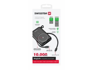 SWISSTEN Φορητός Φορτιστής 10000 mAh PD 20W με ενσωματωμένα καλώδια...