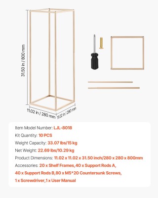 VEVOR 10 Τεμάχια Χρυσές Βάσεις Λουλουδιών 80cm για Γάμους, Εκδηλώσε...