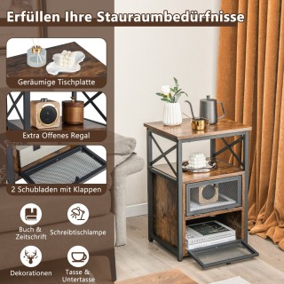 Costway Μοντέρνο Τραπεζάκι με 2 Πτυσσόμενα Συρτάρια & Ανοιχτό Ράφι ... Costway Μοντέρνο Τραπεζάκι με 2 Πτυσσόμενα Συρτάρια & Ανοιχτό Ράφι ...