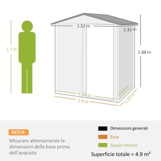Outsunny Αποθήκη Κήπου από Ατσάλι με Κεκλιμένη Στέγη και 4 Ανοίγματ...