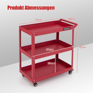 Costway  Τρόλεϊ Εργαλείων Τριών Επιπέδων με Μεταλλικό Σκελετό και Ρ...