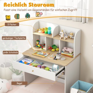 Costway Ξύλινο Παιδικό Γραφείο με Άφθονο Αποθηκευτικό Χώρο και Ασφα...