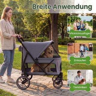 Costway Πτυσσόμενο Καροτσάκι Κατοικιδίων με Ελαστικά Εκτός Δρόμου κ...