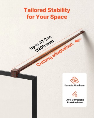 VEVOR Πλήρως Πλαισιωμένο Σταθερό Τζάμι Ντουζιέρας, 864 x 1870 mm, 8...