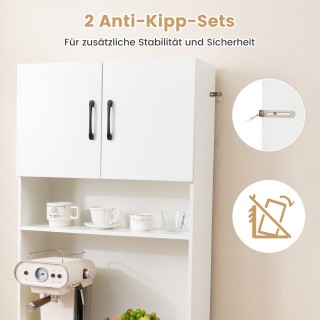 Costway  Λευκή Κουζίνα Vitrine με 4 Πόρτες και Ενσωματωμένες Πρίζες...