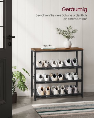 Ράφι Παπουτσιών 4 Επιπέδων 30 x 75 x 73cm Ρουστίκ Καφέ/Μαύρο LBS040... Ράφι Παπουτσιών 4 Επιπέδων 30 x 75 x 73cm Ρουστίκ Καφέ/Μαύρο LBS040...