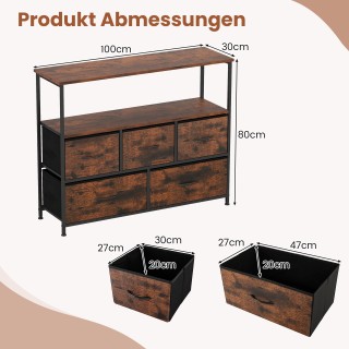 Costway Κομόντα με 2 Ανοιχτά Ράφια, 5 Συρτάρια & Ανθεκτικό Μεταλλικ... Costway Κομόντα με 2 Ανοιχτά Ράφια, 5 Συρτάρια & Ανθεκτικό Μεταλλικ...