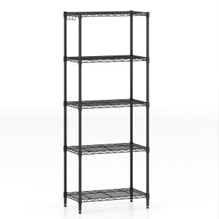 Costway Ρυθμιζόμενο Μαύρο Μεταλλικό Πολυεπίπεδο Ράφι Αποθήκευσης Βα...