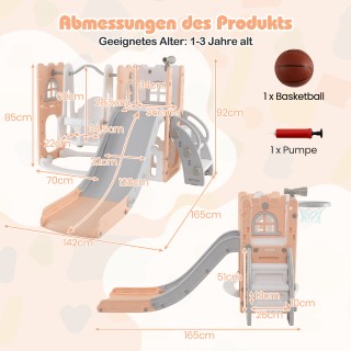 Costway  Παιδικό Σετ Διασκέδασης 7 σε 1: Ελεύθερη Ράμπα με Τσουλήθρ...