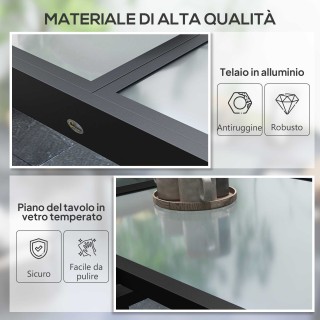 Outsunny Επεκτεινόμενο Τραπέζι Κήπου με Γυάλινη και Αλουμινένια Επι...