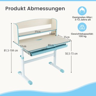 Costway  Παιδικό Ρυθμιζόμενο Γραφείο με Κλίση και Αποθηκευτικό Χώρο...