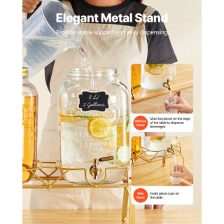 VEVOR Διανομέας Ποτών 8L Γυάλινος με Βάση 2 Τεμάχια για Πάρτι YLFPQ...