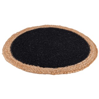 Villa dEste Home Στρογγυλό Μαύρο Βαμβακερό Σουπλά με Φόδρα από Γιού...