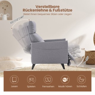 Costway  Πολυθρόνα με λειτουργία ανάκλισης, ρυθμιζόμενη πλάτη, υποπ...