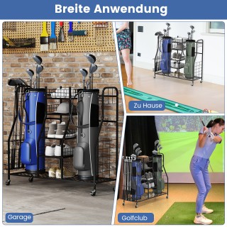 Costway Οργανωτής Τσάντες Γκολφ με Ρόδες για 2 Μαύρες Τσάντες Γκολφ...