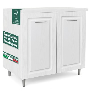 Shally Dogan Κινητή Βάση για Κουζίνα από Λευκό Ξύλο Φρασινάτο με 2 ...