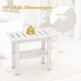 Costway Αδιάβροχο και Ανθεκτικό Σκαμπό Ντους HDPE με Ρυθμιζόμενη Απ...