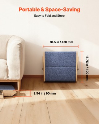 VEVOR Σκάλα Κατοικίδιων Ξύλινη 2 Σκαλοπατιών, 50 κιλά Φορτίο, Αναδι...