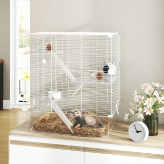 PawHut Πολυεπίπεδο Κλουβί Τρωκτικών 73x47x80 εκ, Λευκό D51-490V00WT