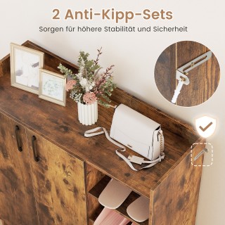 Costway Καφέ Ντουλάπι Παπουτσιών 91 x 31,5 x 83 cm με Ρυθμιζόμενα Ρ...