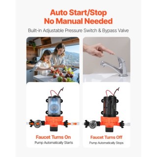 VEVOR Αντλία Νερού RV 12V DC 4 GPM, Αυτόματη Ρυθμιζόμενη Πίεση 40 P... VEVOR Αντλία Νερού RV 12V DC 4 GPM, Αυτόματη Ρυθμιζόμενη Πίεση 40 P...
