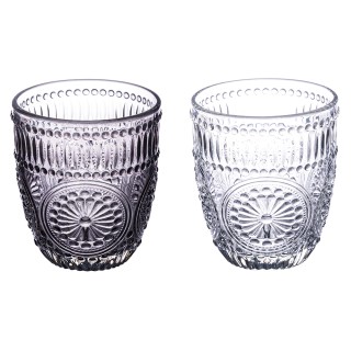 Galileo Σετ 2 ποτήρια νερού 330 ml από γυαλί με ανάγλυφο γεωμετρικό...