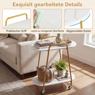 Costway Μοντέρνο διώροφο τροχήλατο κομοδίνο με επιφάνειες από τεχνη...