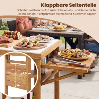 Costway Τραπέζι BBQ με πτυσσόμενες πλαϊνές επιφάνειες και 2 επίπεδα...