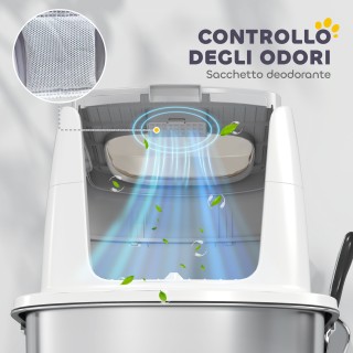 PawHut Κλειστή Άμμος για Γάτες με 2 Εισόδους, Αποσμητικό και Σπάτου...