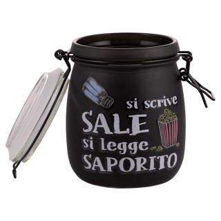 Galileo Βάζο αλατιού 800 ml σε μαύρο σατινέ γυαλί Si scrive si legg...