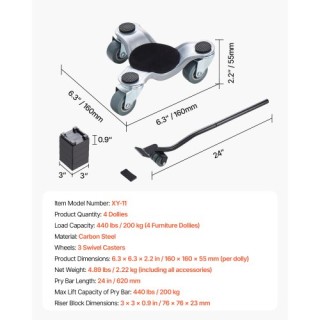 VEVOR Σετ Μεταφοράς Επίπλων 4 τεμαχίων από Ατσάλι, Τριπλό Καροτσάκι... VEVOR Σετ Μεταφοράς Επίπλων 4 τεμαχίων από Ατσάλι, Τριπλό Καροτσάκι...