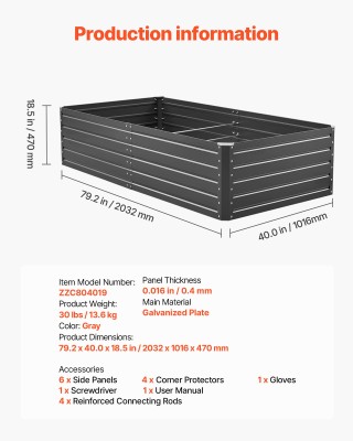 VEVOR Μεταλλικό Υπερυψωμένο Κήπος, 2.0 x 1.0 x 0.5 m, Φυτευτής Εξωτ... VEVOR Μεταλλικό Υπερυψωμένο Κήπος, 2.0 x 1.0 x 0.5 m, Φυτευτής Εξωτ...
