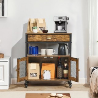 VEVOR Κινητό Ντουλάπι Καφέ 4 Επιπέδων με Ρόδες & Πόρτα Δικτυωτή TMZ...