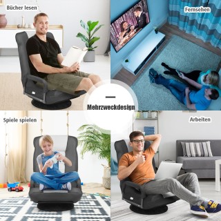 Περιστρεφόμενη Πολυθρόνα Δαπέδου 61 - 87 x 55 x 75 cm Χρώματος Γκρι...