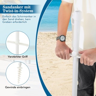 Costway Ανθεκτική Ομπρέλα Παραλίας με Ρυθμιζόμενη Κλίση και Αποσπώμ...