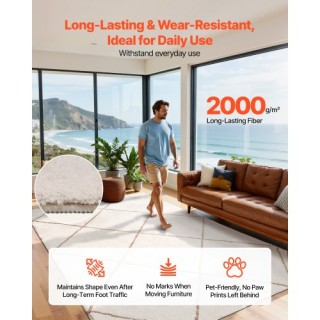 VEVOR Μαλακό Χαλί Εσωτερικού Χώρου, 1.83 x 2.74 μ, Χνουδωτό Μπεζ Χα...