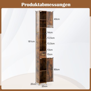 Costway Ντουλάπα Μπάνιου Vintage με Φωτισμό, Συρτάρι & 3 Γυάλινα Ρά...