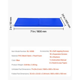 VEVOR Αδιάβροχο Στρώμα Γυμναστηρίου 5 εκ. για Μπάσκετ ZFXKQBYZFXKQU...