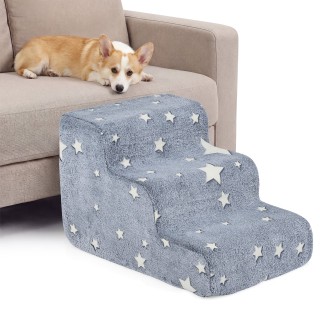 Costway Φωσφορίζουσα Αφρώδης Σκάλα 3 Σκαλοπατιών για Σκύλους με Πλε...