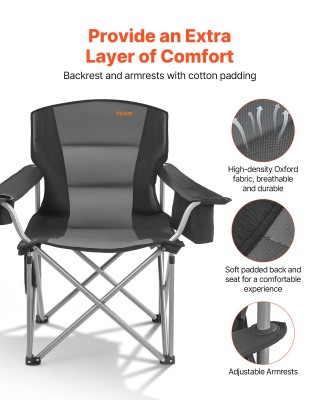 VEVOR Σετ 2 Μεγάλες Πτυσσόμενες Καρέκλες Κάμπινγκ με Αντοχή 204 kg ...