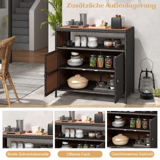 Costway Ντουλάπι κήπου από ρατάν με επιφάνεια εργασίας από ξύλο ακα... Costway Ντουλάπι κήπου από ρατάν με επιφάνεια εργασίας από ξύλο ακα...