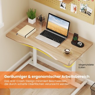 Costway  Ρυθμιζόμενο Γραφείο C-Σχήματος με Ρόδες, Ύψους 70-106 cm -...