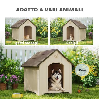 PawHut Ανυψωμένο Σπιτάκι Σκύλων με Κεκλιμένη Στέγη και Αεραγωγούς, ...