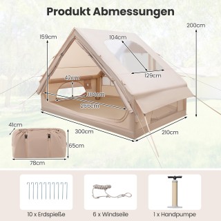 Costway Φουσκωτή Σκηνή Camping 4-6 Ατόμων με Αντλία και Μολυβοπαράθ...