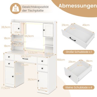 Τουαλέτα Μακιγιάζ με Ενσωματωμένο Σταθμό Φόρτισης και LED Καθρέφτη ... Τουαλέτα Μακιγιάζ με Ενσωματωμένο Σταθμό Φόρτισης και LED Καθρέφτη ...