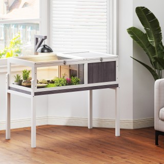 PawHut Υψωμένο Κλουβί για Χελώνες με Χωρίσματα, Αποσπώμενος Δίσκος,...